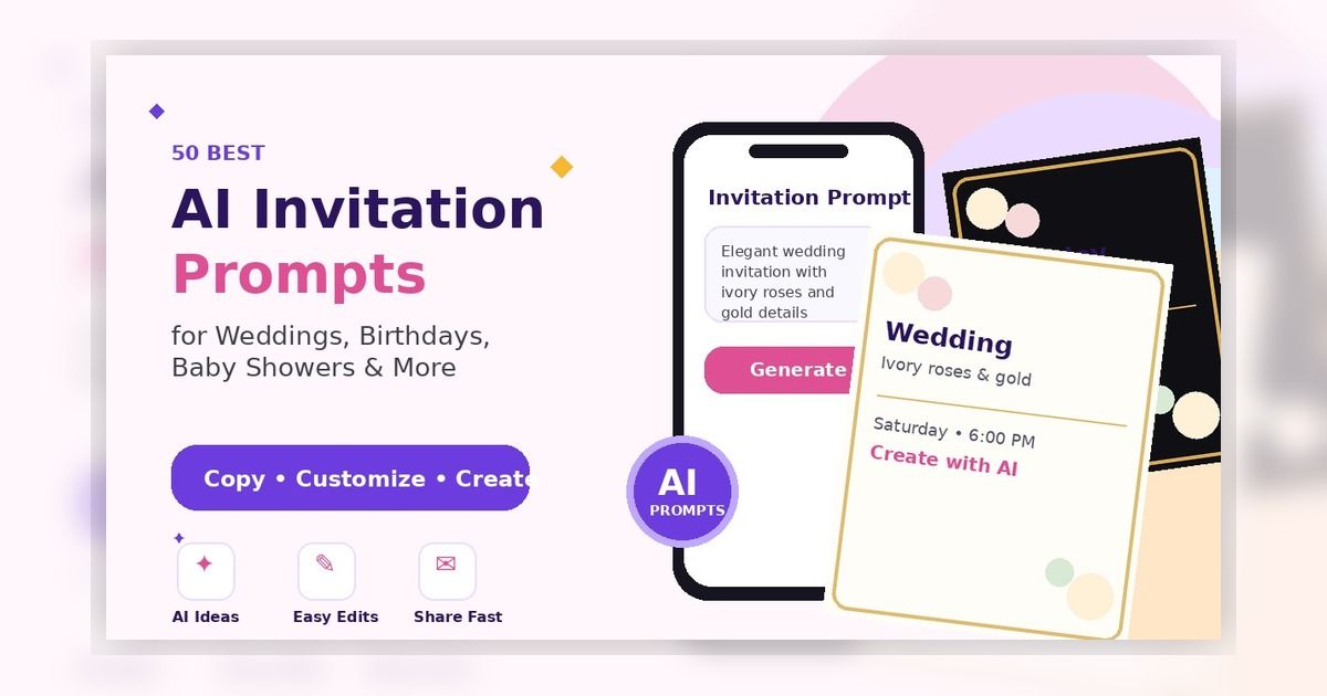 50 Best AI Invitation Prompts for Weddings, Birthdays, Baby Showers & More