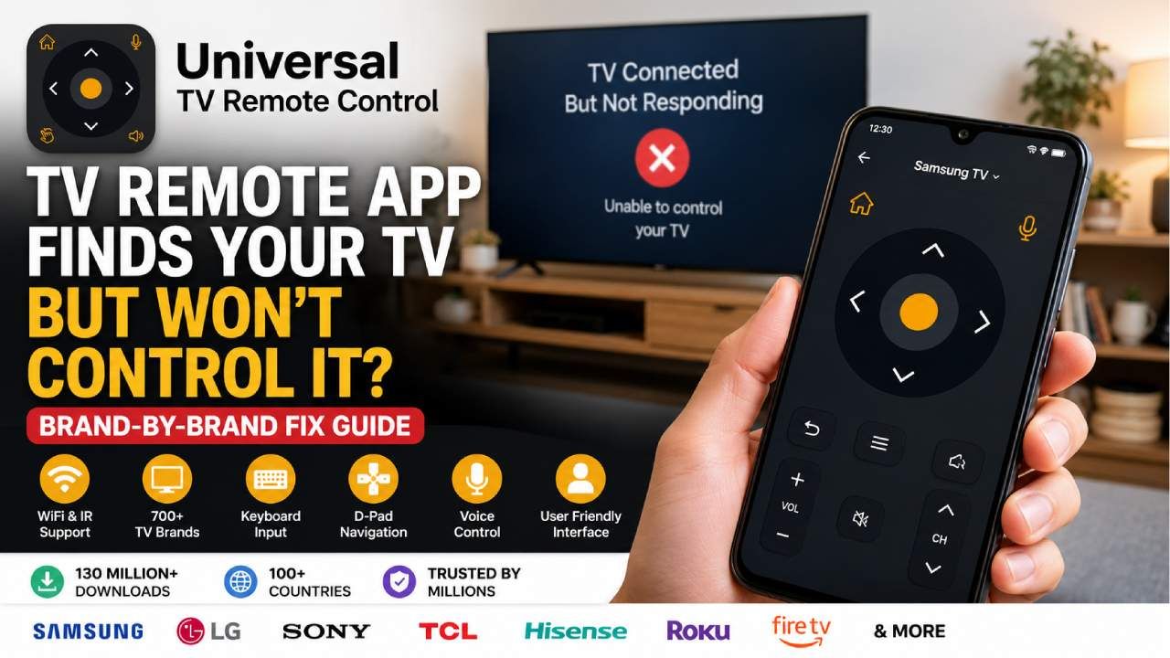 TV Remote App Finds Your TV but Won’t Control It? Fixes for Samsung, LG, Roku, Fire TV, Sony, TCL, Hisense & More