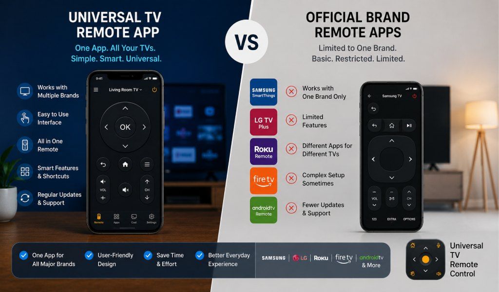 Universal TV Remote vs Official Brands Remote Apps