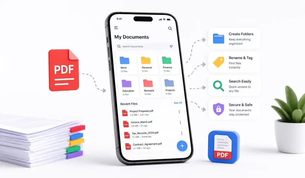 organizing documents using pdf app