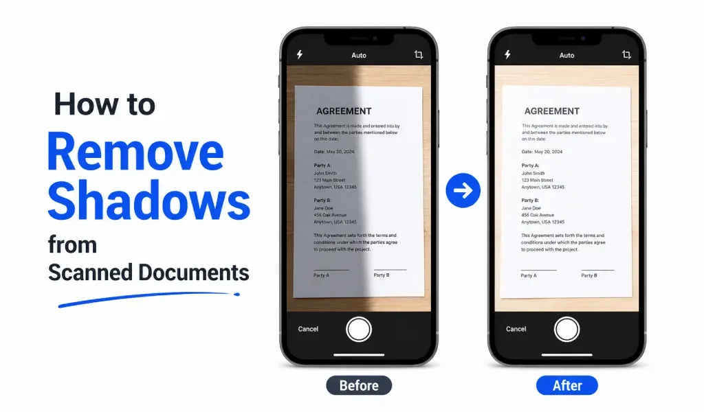 remove shadows from pdf docs