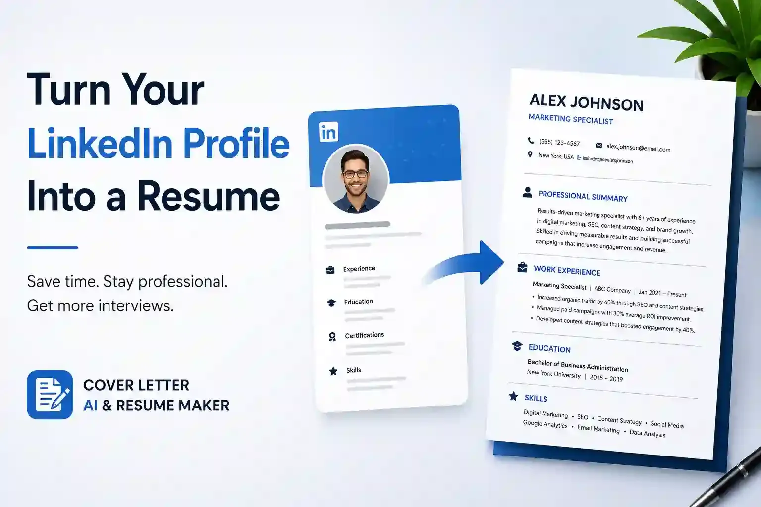 linked in profile to resume